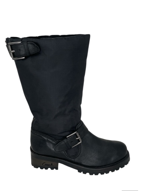 Coach Shoes - Coach Women's Black Boots Betsie Mid Calf Leather Nylon Lug Sole Size 6.5
